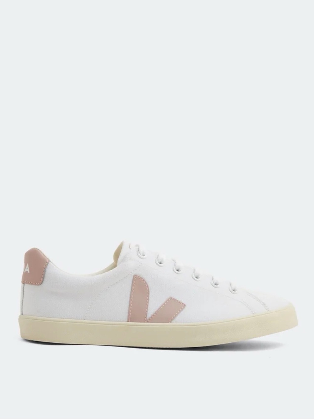 Veja White Canvas Sneakers with Pink V